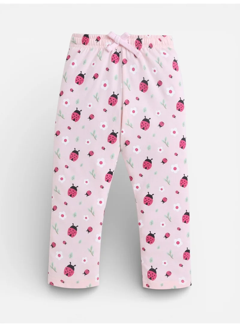 Victor And Jane  Girls Ladybug Print Cotton Pajama Set – T-Shirt & Full Pants Nightwear for Women | Best Price UAE